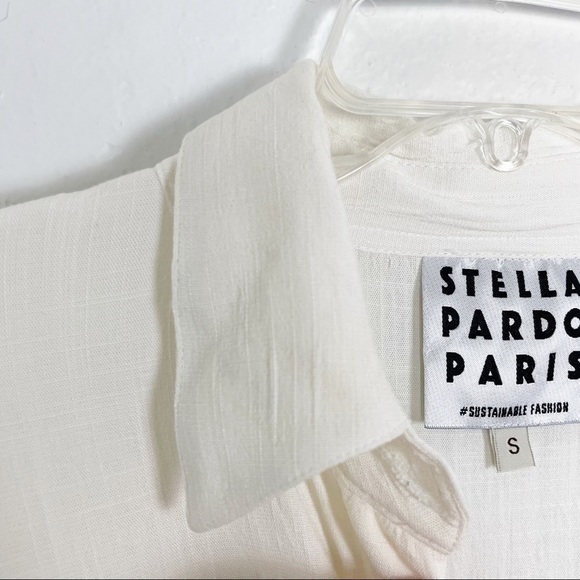 Stella Pardot Paris Crochet Long Sleeve Button Front Dress Cream Small Casual - Picture 6 of 6